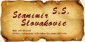 Stanimir Slovaković vizit kartica